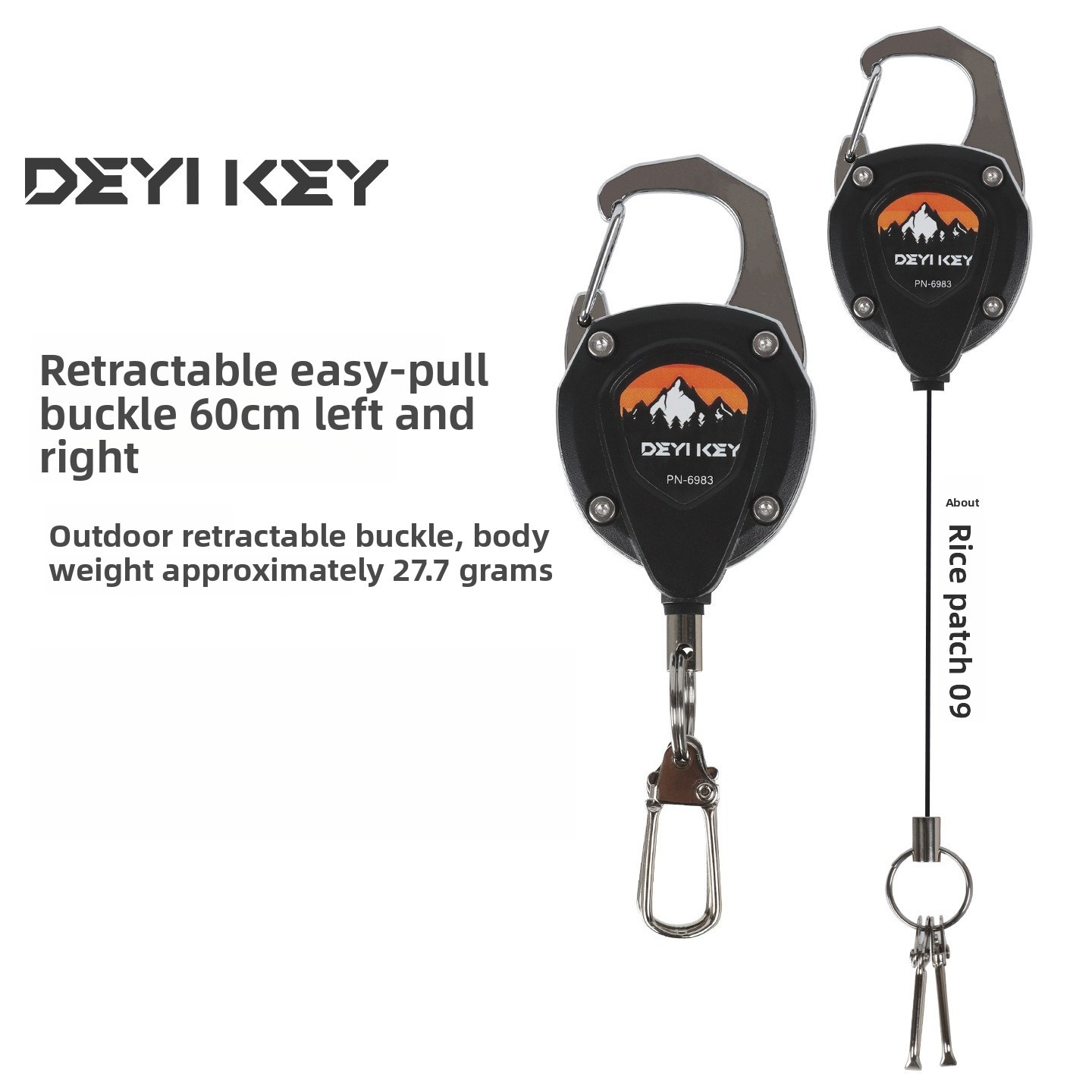 Reel Repair Kit - พวงกุญแจแบบยืดหดได้ สายคล้องกันหายแบบหนา สายเหล็กยาว 60 ซม. สำหรับตกปลา
